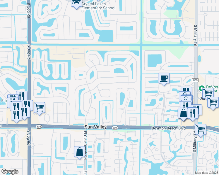 map of restaurants, bars, coffee shops, grocery stores, and more near 9646 Sun Pointe Drive in Boynton Beach