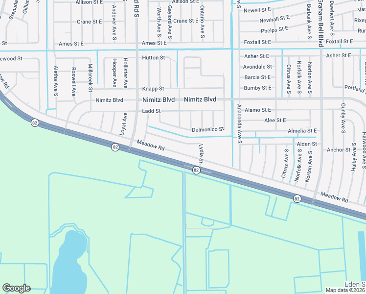 map of restaurants, bars, coffee shops, grocery stores, and more near 636 Lydia Street in Lehigh Acres