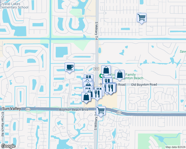 map of restaurants, bars, coffee shops, grocery stores, and more near 5139 Europa Drive in Boynton Beach