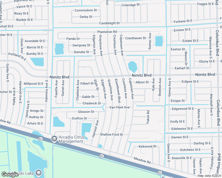 map of restaurants, bars, coffee shops, grocery stores, and more near 1024 Graystone Avenue in Lehigh Acres