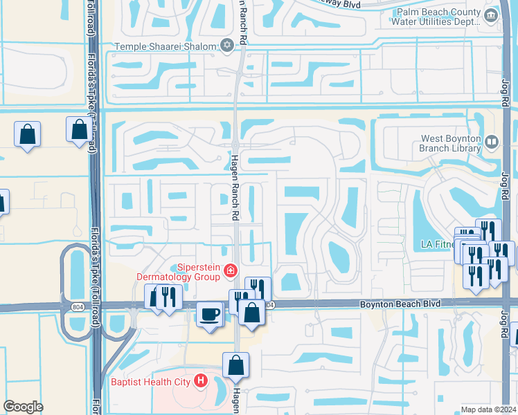 map of restaurants, bars, coffee shops, grocery stores, and more near 9697 Arbor View Drive North in Boynton Beach