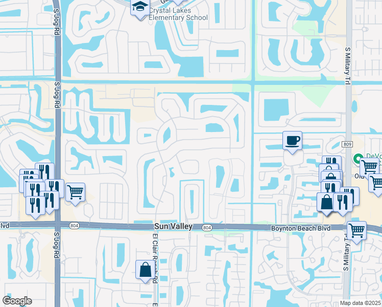 map of restaurants, bars, coffee shops, grocery stores, and more near 9646 Sun Pointe Drive in Boynton Beach
