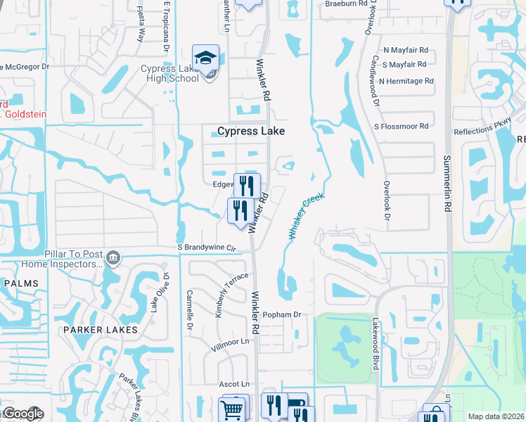 map of restaurants, bars, coffee shops, grocery stores, and more near 8675 Franchi Boulevard in Fort Myers
