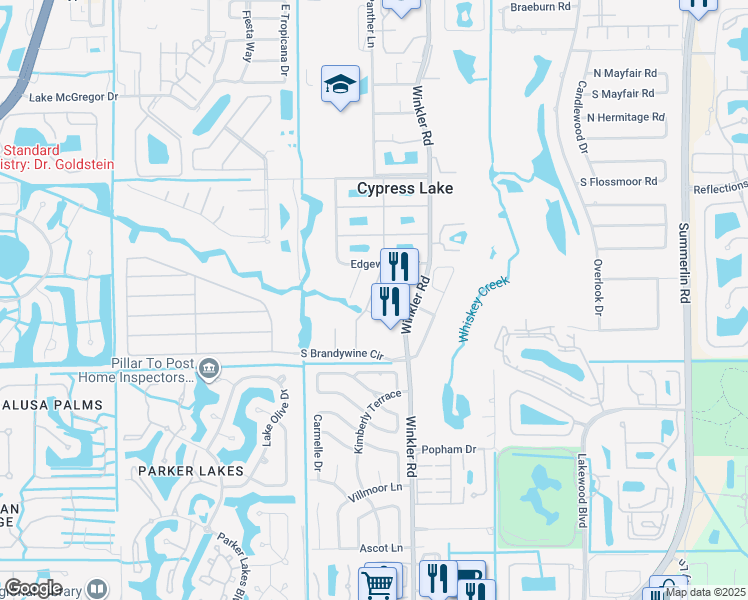 map of restaurants, bars, coffee shops, grocery stores, and more near 7035 Cedarhurst Drive in Fort Myers