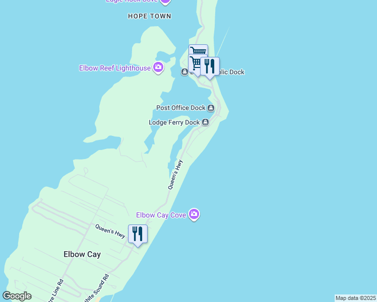 map of restaurants, bars, coffee shops, grocery stores, and more near in Elbow Cay