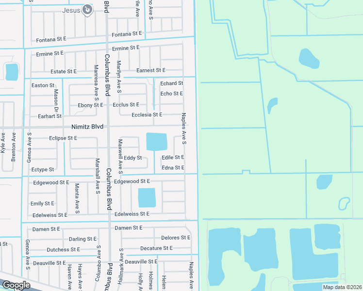 map of restaurants, bars, coffee shops, grocery stores, and more near 1016 Naples Avenue South in Lehigh Acres