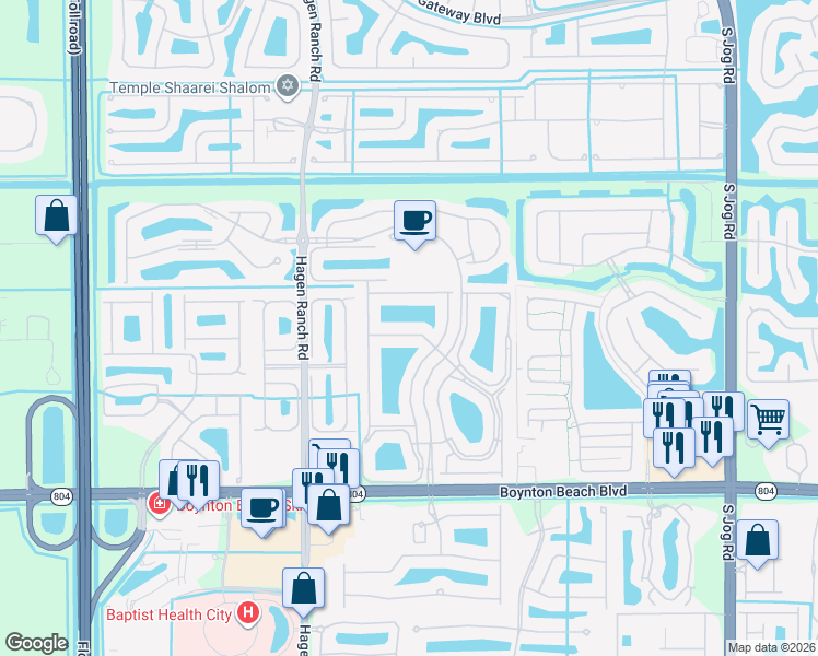 map of restaurants, bars, coffee shops, grocery stores, and more near 7900 Sailing Shores Terrace in Boynton Beach