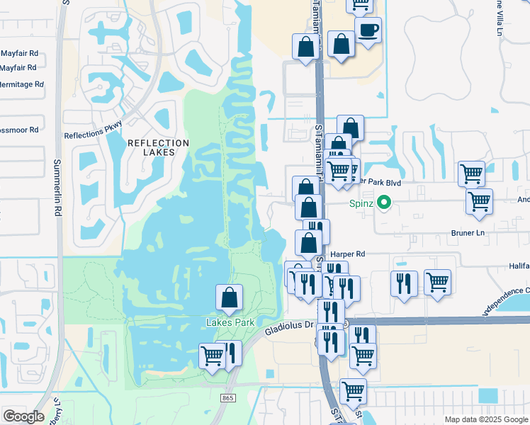 map of restaurants, bars, coffee shops, grocery stores, and more near 14382 Riva Del Lago Drive in Fort Myers
