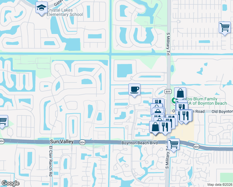 map of restaurants, bars, coffee shops, grocery stores, and more near 5283 Europa Drive in Boynton Beach