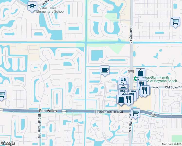 map of restaurants, bars, coffee shops, grocery stores, and more near 5283 Europa Drive in Boynton Beach