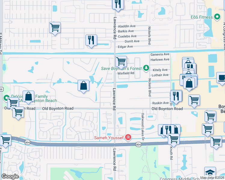 map of restaurants, bars, coffee shops, grocery stores, and more near 4078 Alpinia Court South in Boynton Beach