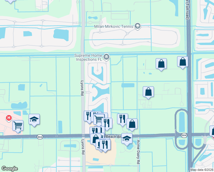 map of restaurants, bars, coffee shops, grocery stores, and more near 8841 Cobblestone Point Circle in Boynton Beach