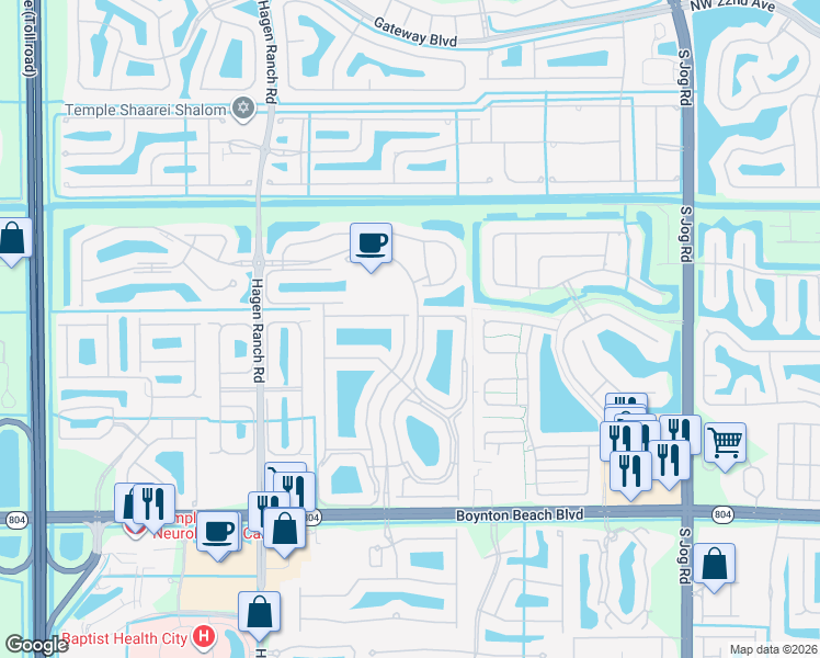map of restaurants, bars, coffee shops, grocery stores, and more near 9702 Harbour Lake Circle in Boynton Beach