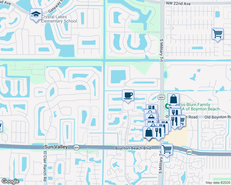 map of restaurants, bars, coffee shops, grocery stores, and more near 5235 Europa Drive in Boynton Beach