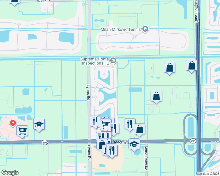 map of restaurants, bars, coffee shops, grocery stores, and more near 8859 Cobblestone Point Circle in Boynton Beach