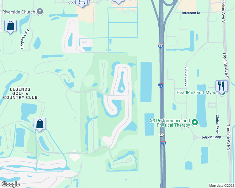 map of restaurants, bars, coffee shops, grocery stores, and more near 9341 White Hickory Ln in Fort Myers