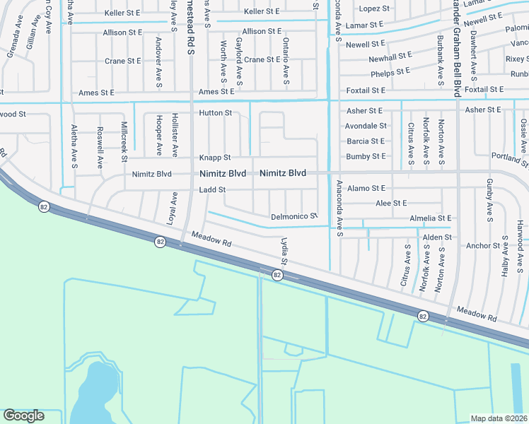 map of restaurants, bars, coffee shops, grocery stores, and more near 1015 Jessup Avenue in Lehigh Acres