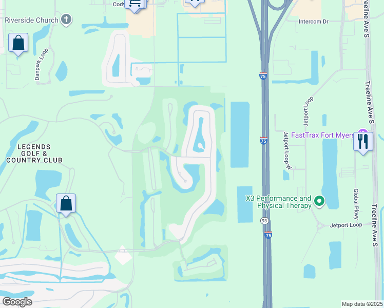 map of restaurants, bars, coffee shops, grocery stores, and more near 9341 White Hickory Lane in Fort Myers
