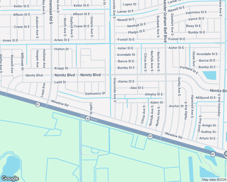 map of restaurants, bars, coffee shops, grocery stores, and more near 1018 Anaconda Avenue South in Lehigh Acres