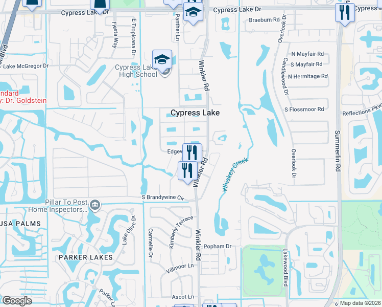 map of restaurants, bars, coffee shops, grocery stores, and more near 4 Edgewater Circle in Fort Myers