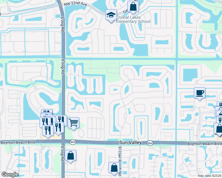 map of restaurants, bars, coffee shops, grocery stores, and more near 6043 Sunberry Circle in Boynton Beach