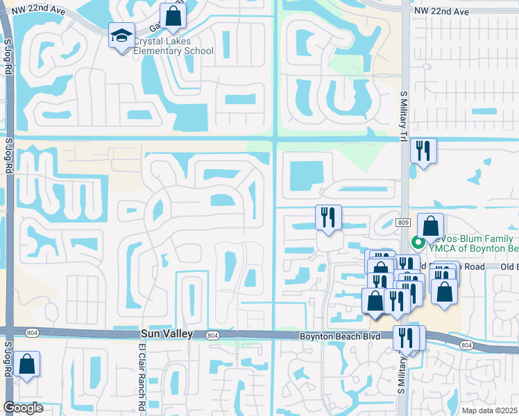 map of restaurants, bars, coffee shops, grocery stores, and more near 9471 Sun Pointe Drive in Boynton Beach