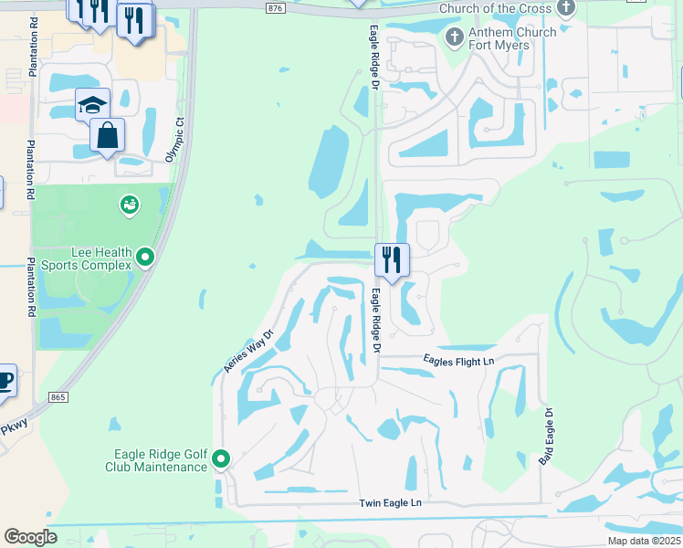 map of restaurants, bars, coffee shops, grocery stores, and more near C Eastgate Court in Fort Myers