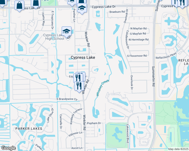 map of restaurants, bars, coffee shops, grocery stores, and more near 14201 Patty Berg Drive in Fort Myers