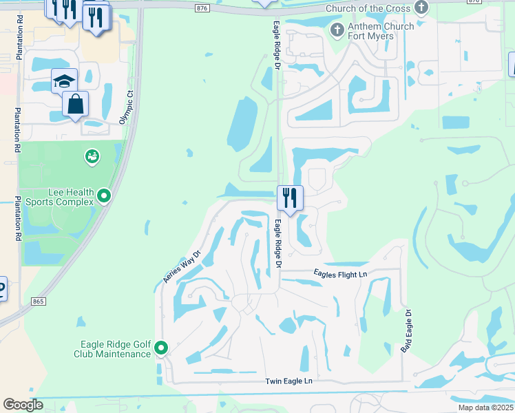 map of restaurants, bars, coffee shops, grocery stores, and more near C Eastgate Court in Fort Myers