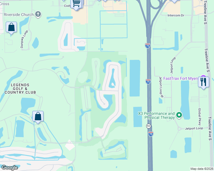 map of restaurants, bars, coffee shops, grocery stores, and more near 9040 Old Hickory Circle in Fort Myers