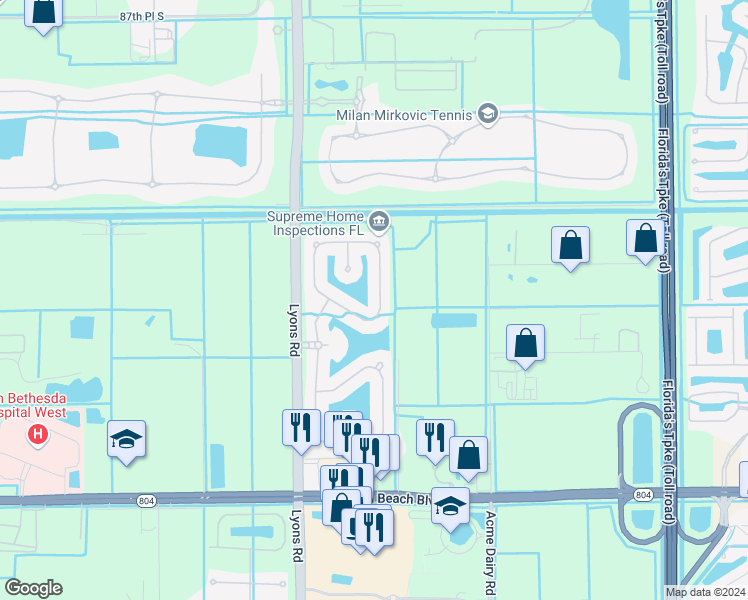 map of restaurants, bars, coffee shops, grocery stores, and more near 8821 Cobblestone Point Circle in Boynton Beach