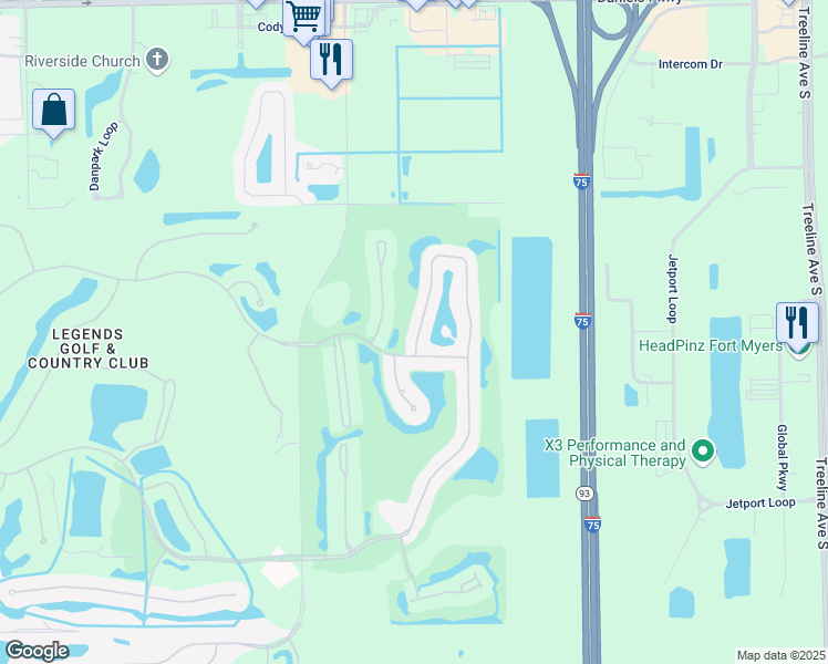 map of restaurants, bars, coffee shops, grocery stores, and more near 9341 White Hickory Lane in Fort Myers