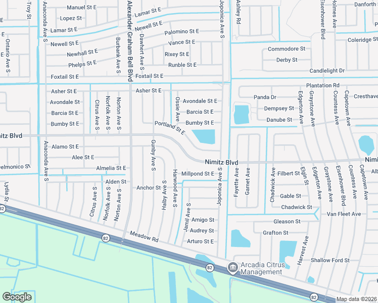 map of restaurants, bars, coffee shops, grocery stores, and more near 837 Nimitz Boulevard in Lehigh Acres