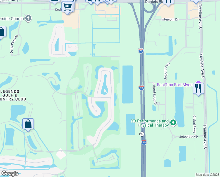 map of restaurants, bars, coffee shops, grocery stores, and more near 9381 Old Hickory Circle in Fort Myers