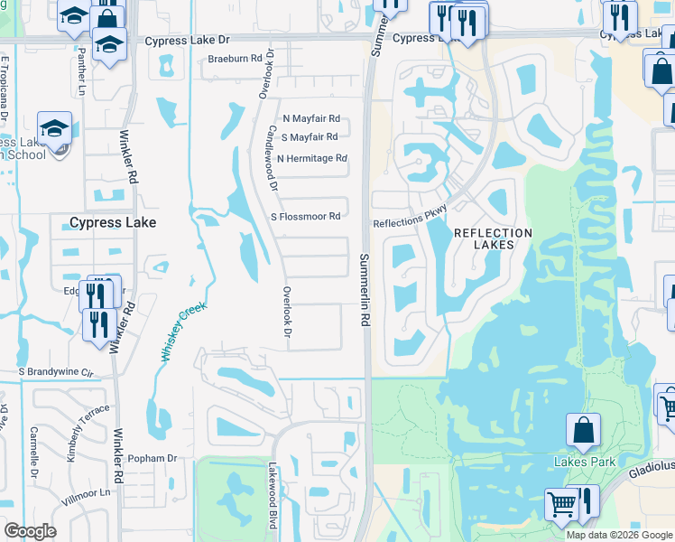 map of restaurants, bars, coffee shops, grocery stores, and more near 7043 East Fountainhead Road in Fort Myers