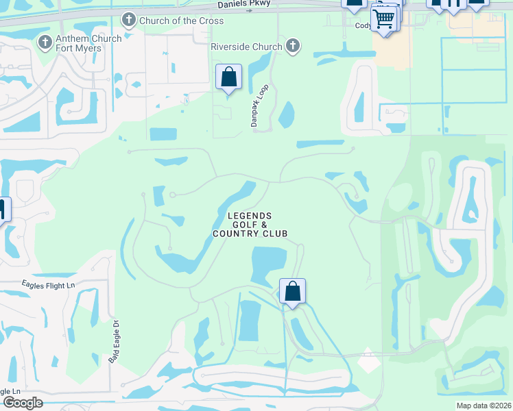 map of restaurants, bars, coffee shops, grocery stores, and more near 14561 Legends Boulevard North in Fort Myers