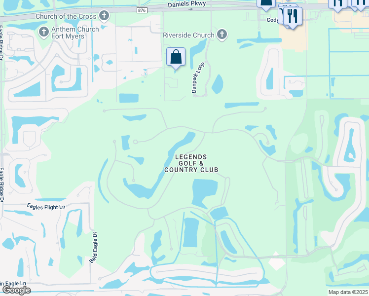 map of restaurants, bars, coffee shops, grocery stores, and more near 14561 Legends Boulevard North in Fort Myers
