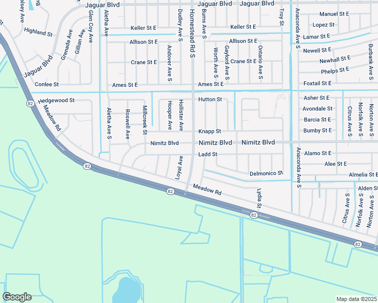 map of restaurants, bars, coffee shops, grocery stores, and more near 573 Ladd Street in Lehigh Acres