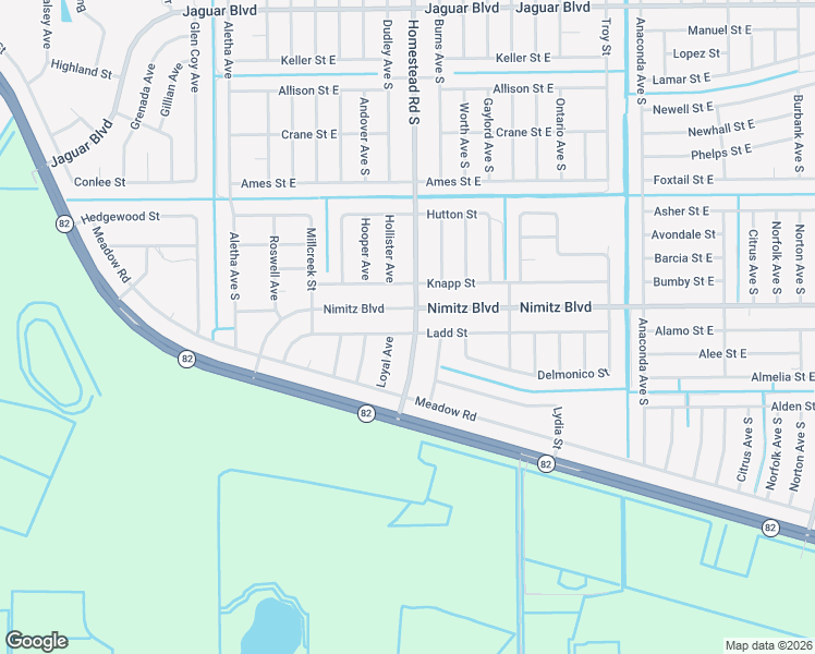 map of restaurants, bars, coffee shops, grocery stores, and more near 573 Ladd Street in Lehigh Acres