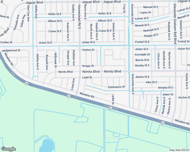 map of restaurants, bars, coffee shops, grocery stores, and more near 629 Ladd Street in Lehigh Acres