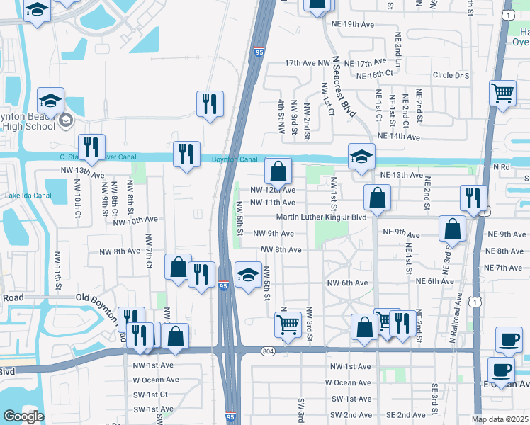 map of restaurants, bars, coffee shops, grocery stores, and more near 541 Northwest 10th Avenue in Boynton Beach