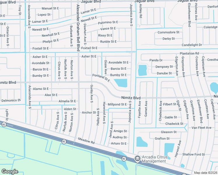 map of restaurants, bars, coffee shops, grocery stores, and more near 837 Nimitz Boulevard in Lehigh Acres