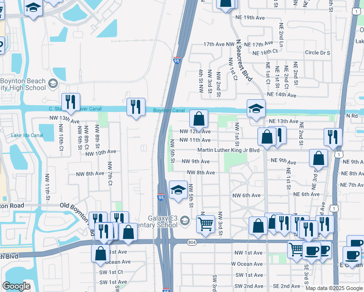 map of restaurants, bars, coffee shops, grocery stores, and more near 541 Northwest 10th Avenue in Boynton Beach