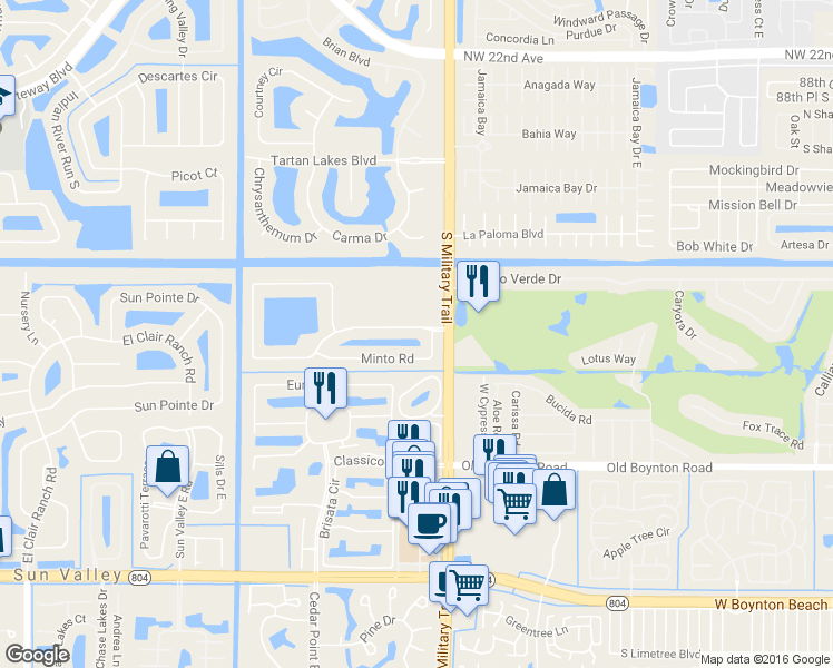 map of restaurants, bars, coffee shops, grocery stores, and more near 5070 Mirror Lakes Boulevard in Boynton Beach