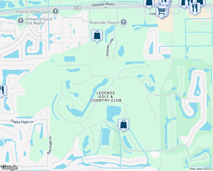 map of restaurants, bars, coffee shops, grocery stores, and more near 14561 Legends Boulevard North in Fort Myers