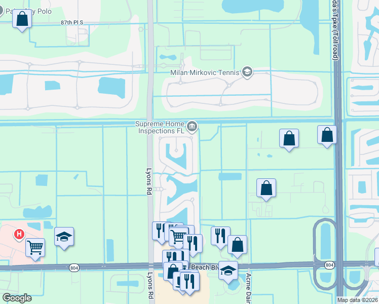 map of restaurants, bars, coffee shops, grocery stores, and more near 8785 Cobblestone Point Circle in Boynton Beach