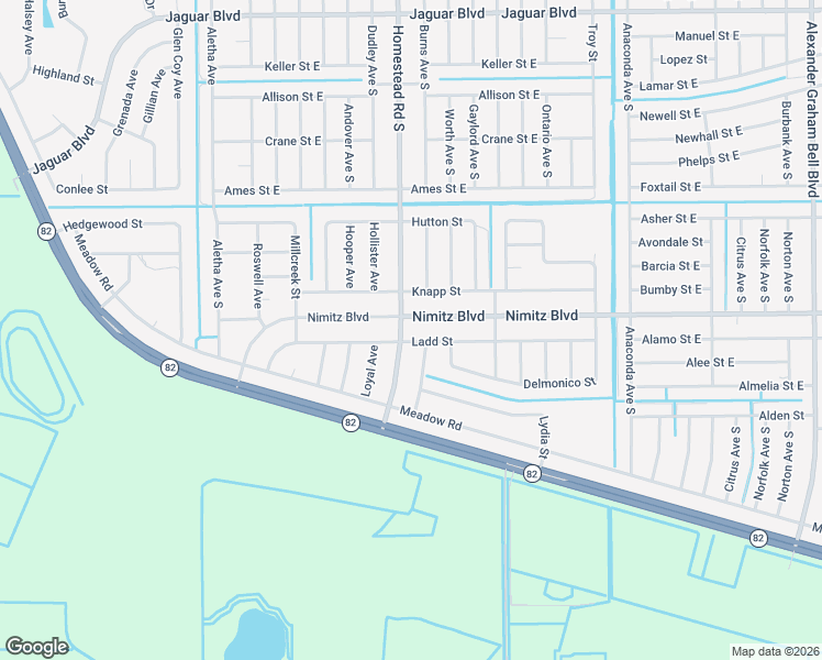 map of restaurants, bars, coffee shops, grocery stores, and more near 573 Ladd Street in Lehigh Acres