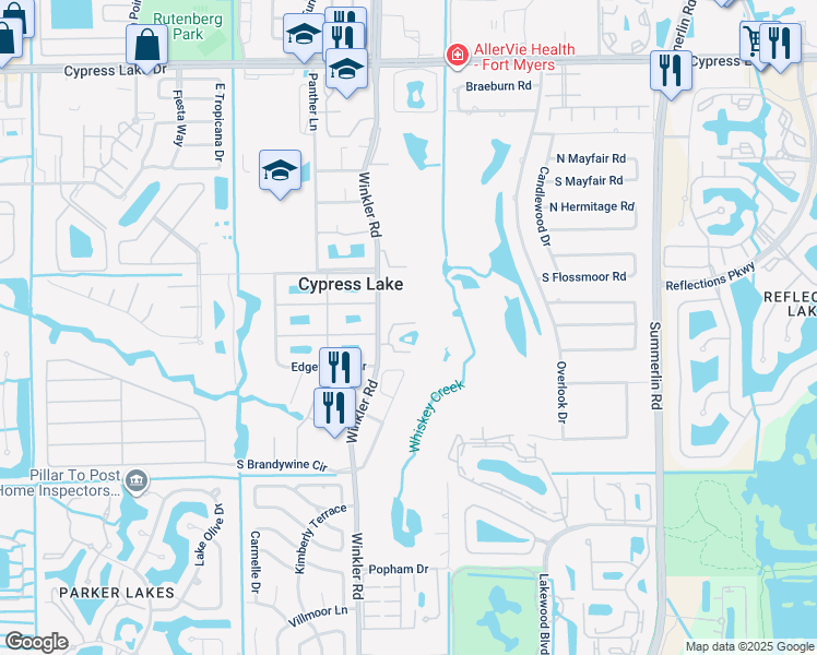 map of restaurants, bars, coffee shops, grocery stores, and more near 6777 Winkler Road in Fort Myers