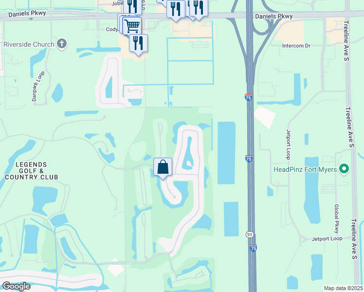 map of restaurants, bars, coffee shops, grocery stores, and more near 9140 Old Hickory Circle in Fort Myers