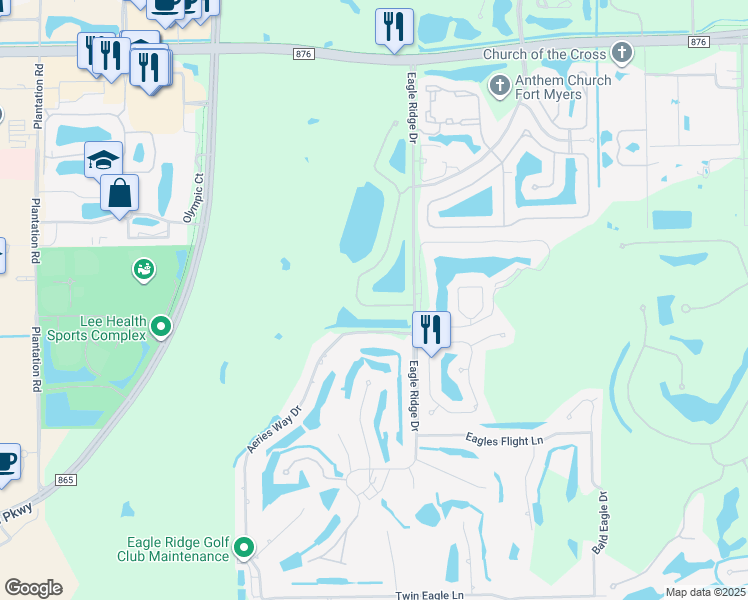 map of restaurants, bars, coffee shops, grocery stores, and more near 14061 Eagle Ridge Lakes Drive in Fort Myers